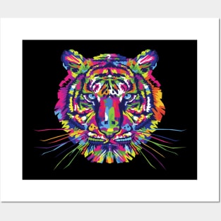 Colorful Abstract Tiger Posters and Art